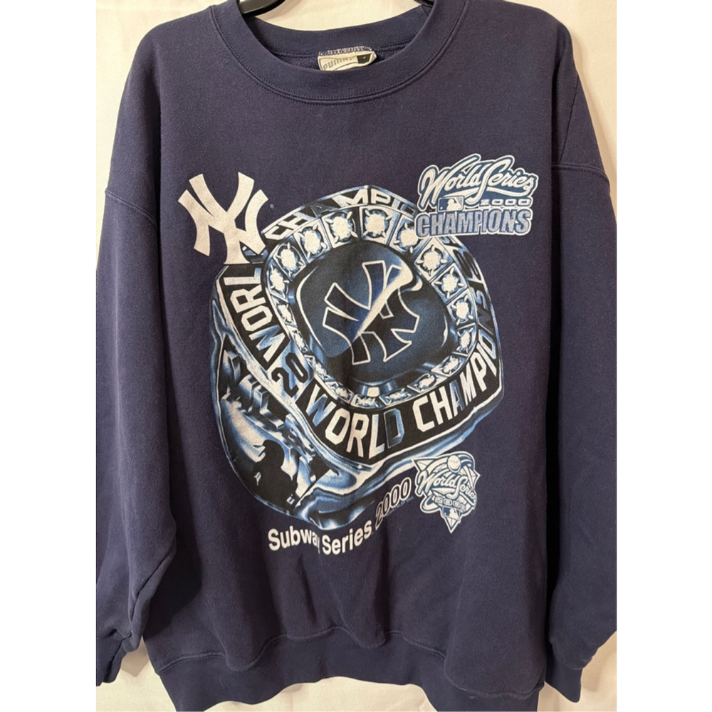 Vintage 2000 New York Yankees Subway World Series MLB Puma Sweatshirt Large Y2K